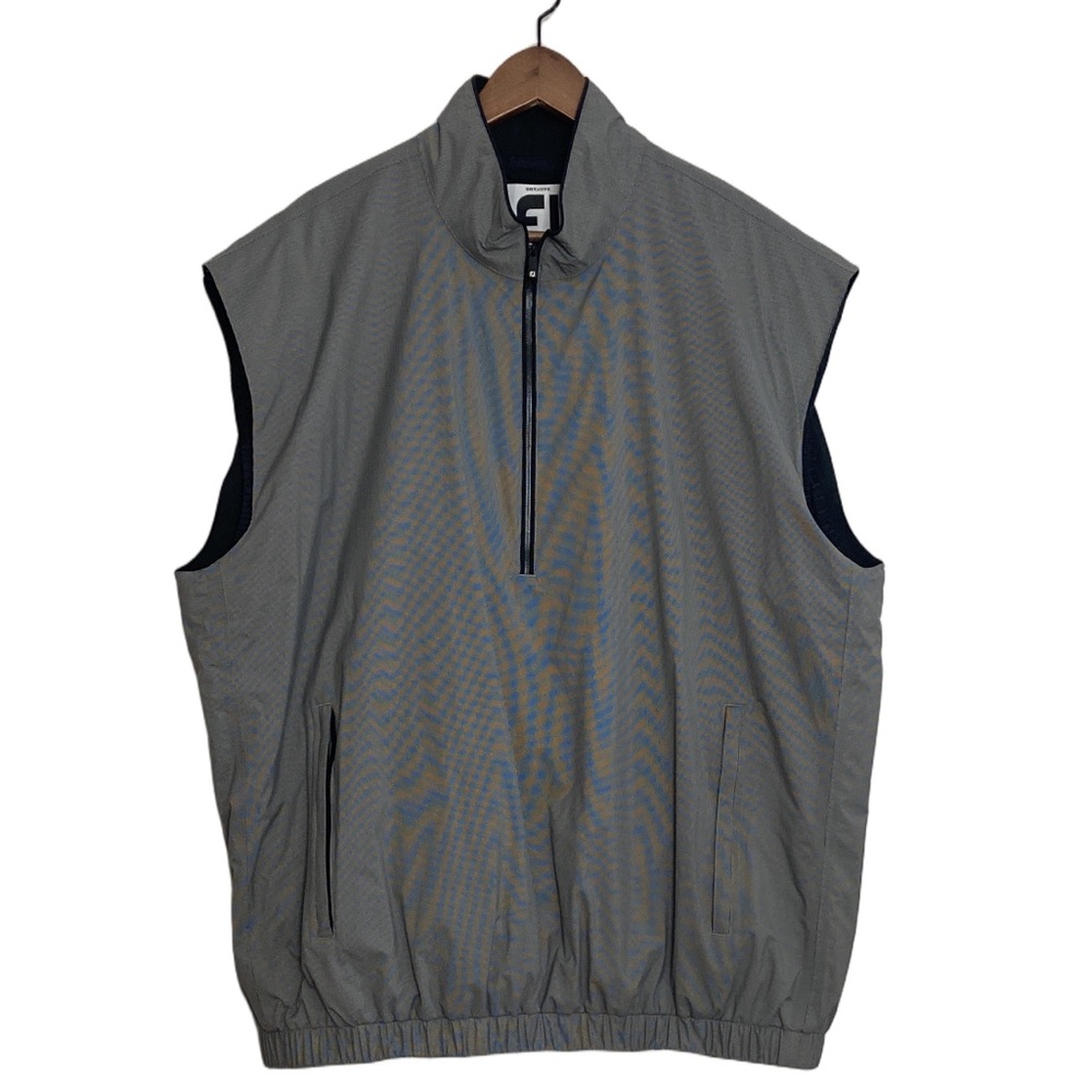 FootJoy DryJoys Vest Men XL Gray Black Micro Check Half Zip Golf Tour Collection